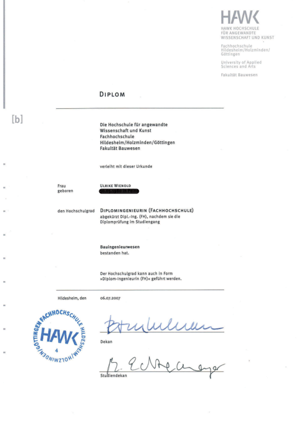 Diplom Wienold Dipl.-Bau-Ing (FH)